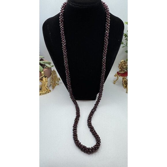 Stunning Natural Red Garnet Nugget Beaded Long Necklace 34" - Picture 5 of 11